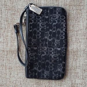 Coach Silver Sparkle Signature Wristlet